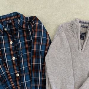 Nautica Boys striped shirt &  gray knit sweater